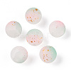 Frosted Baking Paint Crackle Glass Beads with Glitter Powder DGLA-T004-8mm-01F-1