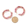 Natural Agate Beaded Hoop Earrings EJEW-JE04847-03-4