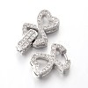 Heart Brass Micro Pave Cubic Zirconia Fold Over Clasps ZIRC-I014-71P-FF-3