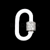 Oval Brass Micro Pave Clear Cubic Zirconia Screw Carabiner Clasps KK-B167-01A-P-2