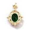 Rack Plating Brass Micro Pave Green Cubic Zirconia Pendants KK-D070-08G-3