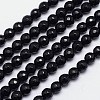 Faceted Round Natural Black Tourmaline Bead Strands G-I160-02-6mm-1