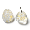 Resin Oval Stud Earrings with Titanium Pins EJEW-D056-13P-2
