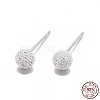 Textured 925 Sterling Silver Ball Stud Earrings EJEW-L202-004A-1