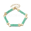 Braided Waxed Polyester Rectangle Link Chain Bracelets BJEW-JB10000-01-1