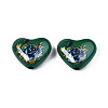 Flower Printed Opaque Acrylic Heart Beads SACR-S305-28-N01-2