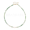 Natural Shell Heart & AB Color Plated Glass Faceted Rondelle Beaded Necklaces NJEW-JN05863-5
