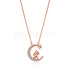 Chinese Zodiac Necklace Sheep Necklace 925 Sterling Silver Rose Gold Lamb on the Moon Pendant Charm Necklace Zircon Moon and Star Necklace Cute Animal Jewelry Gifts for Wome JN1090H-1