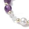 Round Gemstone & Shell Pearl Beaded Stretch Bracelets for Women BJEW-JB10666-5
