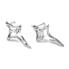 Brass with Cubic Zirconia Rhombus Stud Earrings Findings KK-B087-05P-1