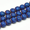 Electroplate Natural Lava Rock Beads Strands G-T058-03B-6MM-1