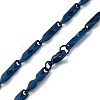 201 Stainless Steel Grooved Bar Link Chain Necklaces for Men Women NJEW-G112-01BL-3