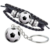 CutHollow Glass Football Jewelry Set SJEW-CL0001-01-1