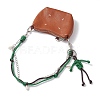Polyester & Spandex Cord Rope Braided Human & Natural Cowrie Shell Charm Iron Chain Bag Decorative Chains AJEW-BA00173-04-3