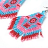 Acrylic Beads Woven Dangle Earrings EJEW-O091-B-3