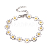 Enamel Daisy Link Chains Bracelet BJEW-P271-01P-01-1