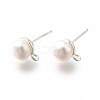 Natural Pearl Stud Earrings Findings KK-B059-33S-1
