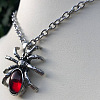 Halloween Spider Alloy Red Resin Pendant Necklaces FS-WG5275D-01-3