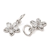 Rack Plating Brass Pave Clear Cubic Zirconia Flower Charms KK-Z026-11P-2