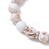 Sea Shell & Synthetic Turquoise Assembled Beads Stretch Bracelets for Men Women BJEW-JB12125-02-3