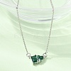 Brass Pave Cubic Zirconia Rectangle and Heart Pendant Cable Chain Necklaces LS-KK-CBAB173-04P-09-3