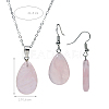 Teardrop Natural Rose Quartz Pendant Necklaces & Dangle Earrings Sets FS-WGAC060-01-2