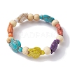 Beach Turtle Dyed Synthetic Turquoise Stretch Bracelets BJEW-JB10296-02-2