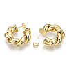 Brass Twist Round Stud Earrings EJEW-P214-14G-3