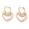 Enamel Heart Dangle Hoop Earrings EJEW-A103-10G-2