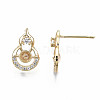 Brass Micro Pave Clear Cubic Zirconia Stud Earring Findings KK-S360-006-NF-3