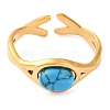 Oval Synthetic Turquoise Finger Rings RJEW-H239-01G-2