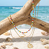 Boho Colorful Glass Seed Beaded Double Layer Necklaces with Stainless Steel Religion Saint Benedict Medal Pendant OL9548-1-3