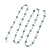 2Pcs 2 Colors Synthetic Turquoise & Glass Pearl Link Chains AJEW-JB01594-02-2