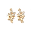 Brass Micro Pave Clear Cubic Zirconia Connector Charms KK-P355-27G-1