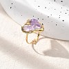 Heart Natural Amethyst Finger Rings STAS-Z112-10G-01-1