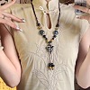 Alloy & Porcelain Beaded Flower Tassel Pendant Long Bib Necklaces for Women WG23FEE-01-2