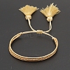 Miyuki Seed Braided Bead Bracelet with Double Tassel BJEW-P269-46A-1
