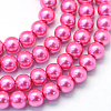 Baking Painted Pearlized Glass Pearl Round Bead Strands X-HY-Q330-8mm-54-1