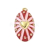 Oval with Heart Brass Micro Pave Cubic Zirconia Pendants KK-Z114-24G-2