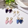 Heart Gemstone Dangle Hoop Earring for Women EJEW-JE05101-2