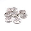 Tibetan Style Alloy Flat Round Carved Word Never Give Up Pendants LS-TIBEP-12585-AS-NR-2