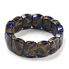 Synthetic Rectangle Gold Clinquant Stone Stretch Bracekets G-P549-01A-1