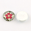 Half Round/Dome Floral Pattern Glass Flatback Cabochons for DIY Projects X-GGLA-Q037-12mm-M13-2