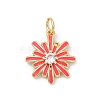 Brass Pave Cubic Zirconia with Enamel Pendants KK-U062-38G-01-1