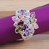 Cubic Zirconia Flower Finger Ring PW-WG24646-04-3