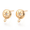 Brass Micro Pave Clear Cubic Zirconia Stud Earring Findings MAK-T011-11G-04-1
