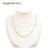 2MM Faceted Round Natural Green Tourmaline & Glass Pearl Beaded Necklaces for Women YX9478-5