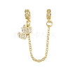 Brass Pave Clear Cubic Zirconia European Safety Chains with Charms KK-L236-16E-G-1