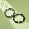 3Pcs 3 Style Natural Lava Rock & Synthetic Hematite Stretch Bracelets Set BJEW-JB08692-2