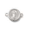 Religion Brass Flat Round with Virgin Connector Charms KK-D431-049P-1